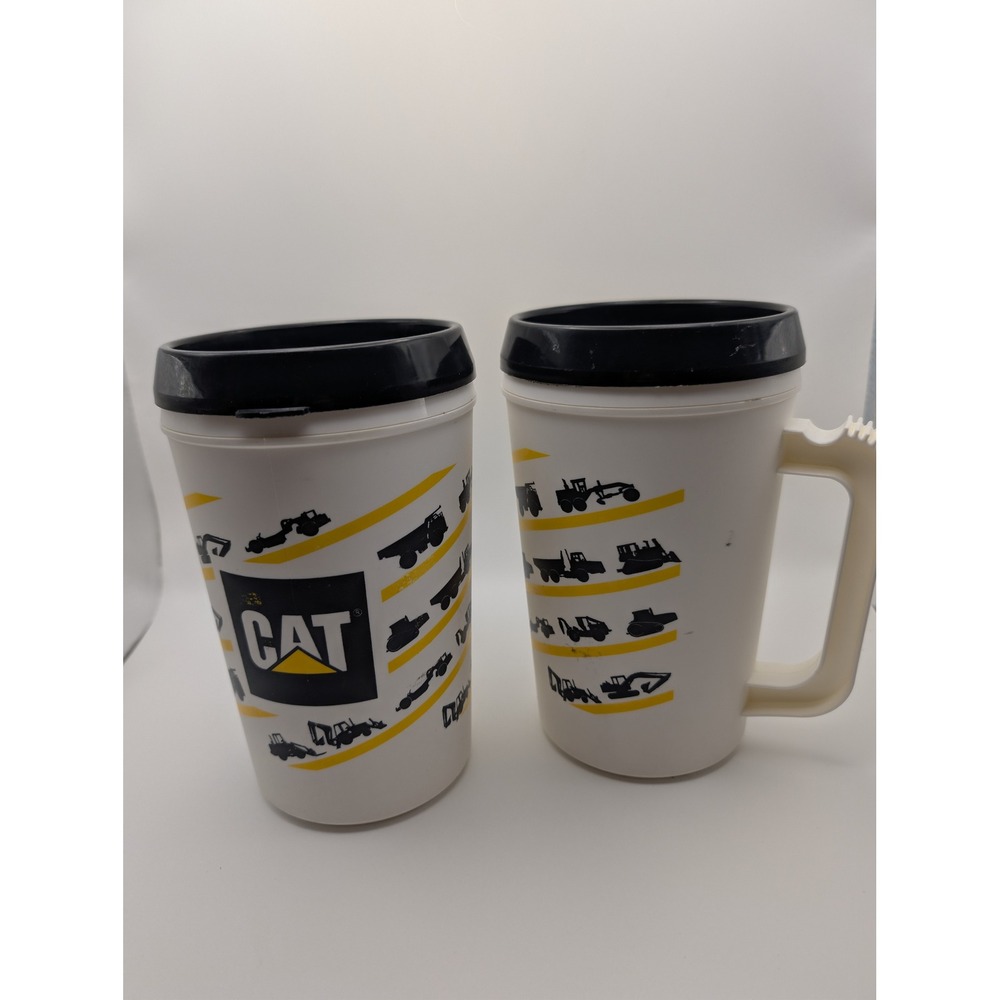 CAT Travel Mug Set Unisex OS White Excellent Construction Heavy Equipment Mug